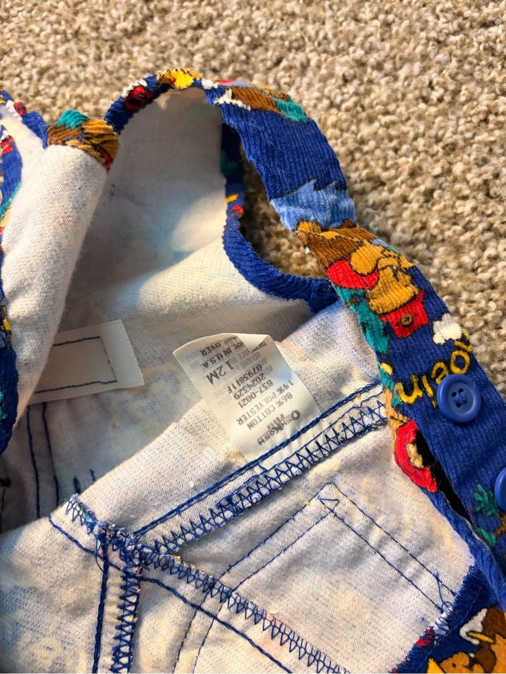 Vintage OshKosh B'gosh Royal Blue Camping Print Overalls